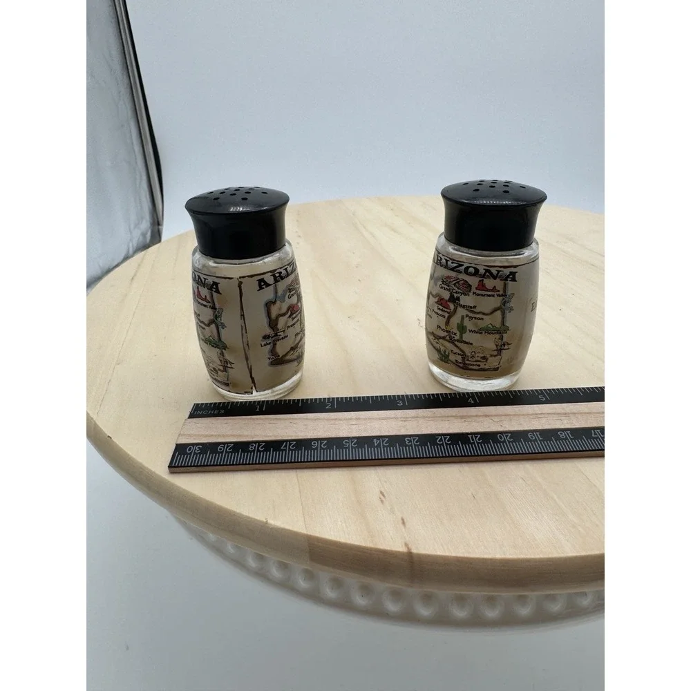 Arizona State Map Salt And‎ Pepper Shakers Glass Souvenir Southwest Decor VTG